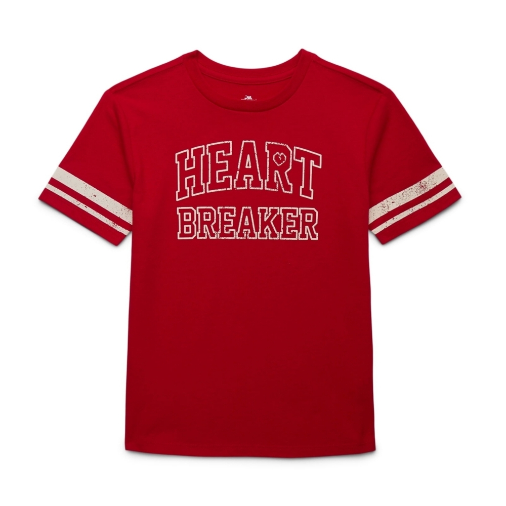 NEW Boys Valentine's Day Heart Breaker Spellout Short Sleeve Tee Shirt XL Husky